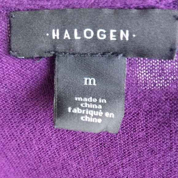 Halogen | Open Front Pocket Purple Cashmere Blend Cardigan - Picture 2 of 2